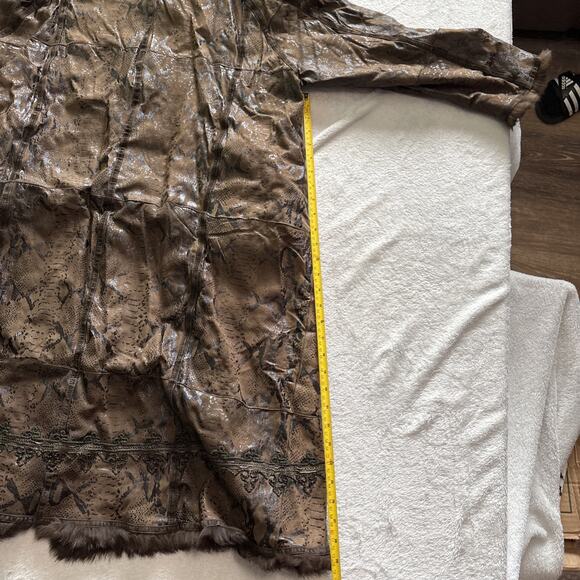 Vintage Talenti Italy Shearling Coat Brown Embossed Leather Fur Trim M-L - Picture 16 of 16